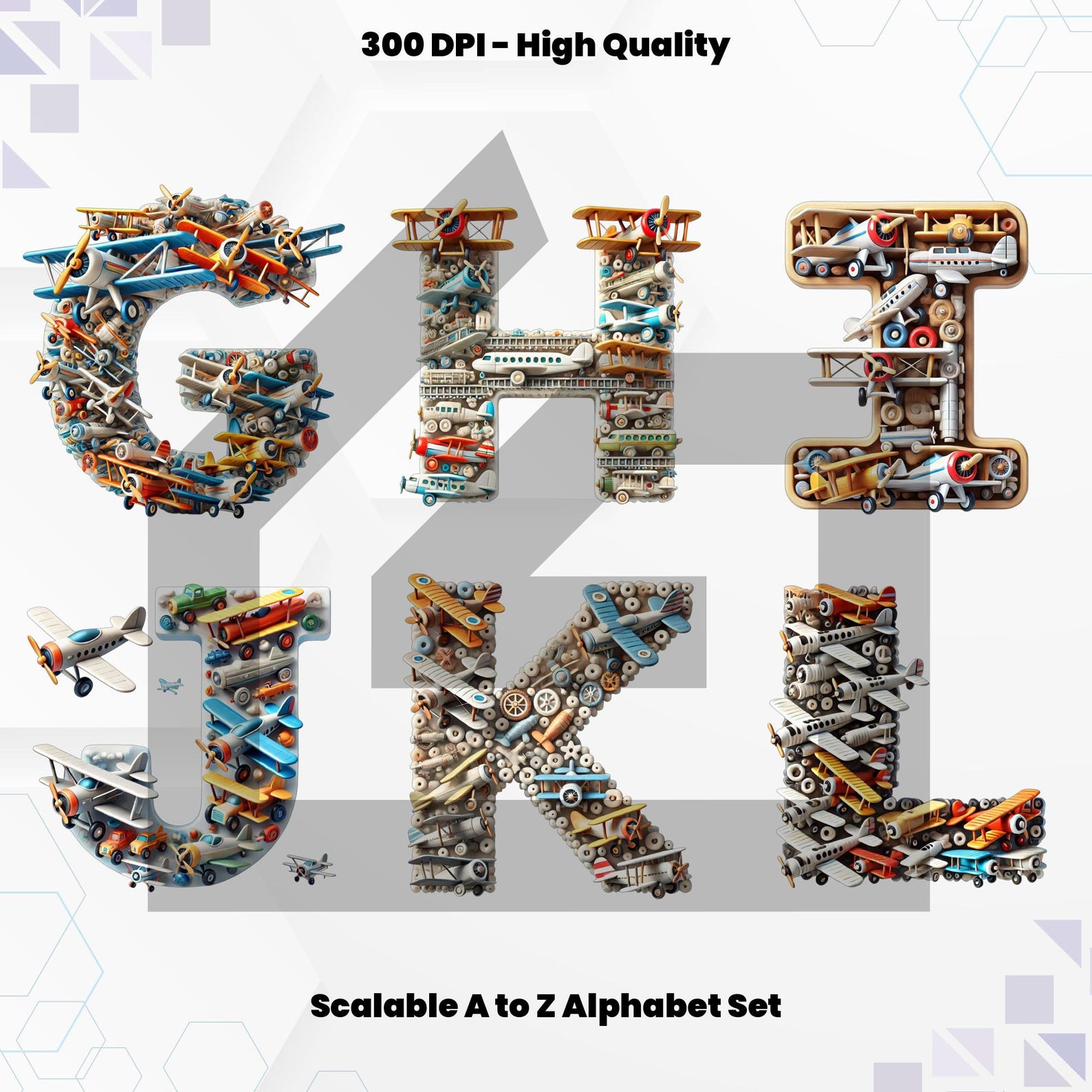 Plane Themed Toy Kids Alphabet and Numbers | 3D Sublimation PNG Clipart ...