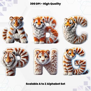 Tiger Fur Alphabet PNG: Doodle Font, 3D Letters (Digital Download)
