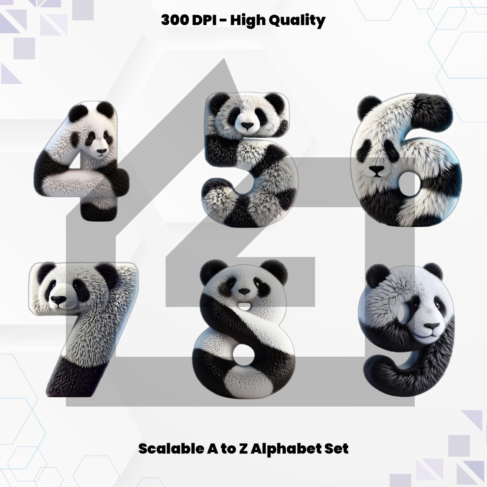 Panda Fur Alphabet PNG: Doodle Font, Animal Letters (digital Stickers ...