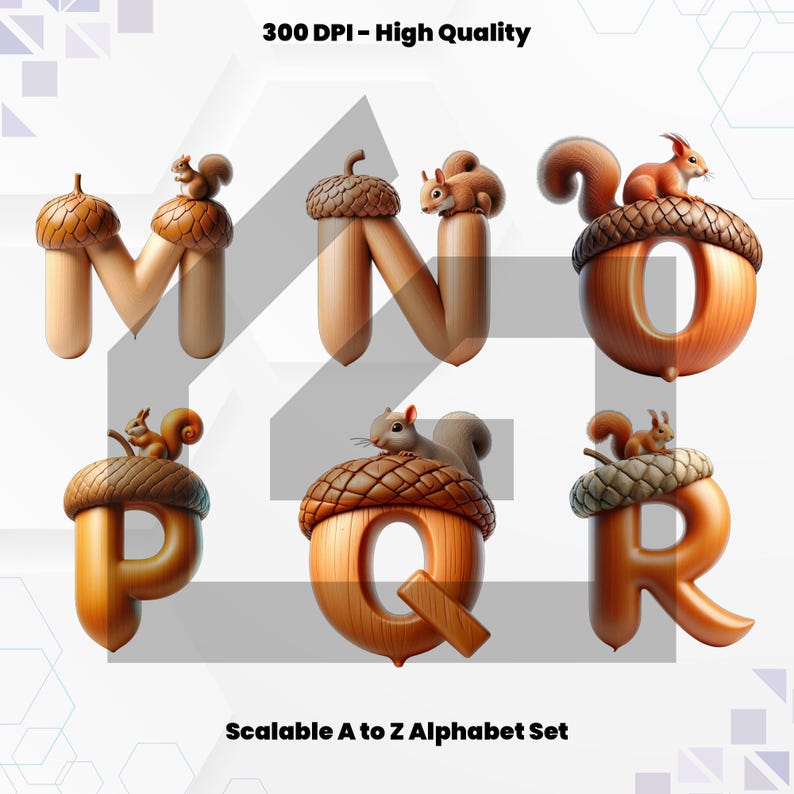 Nut Letters Squirrel Alphabet PNG: Nut Letters, Doodle Font (digital Stickers) - Etsy