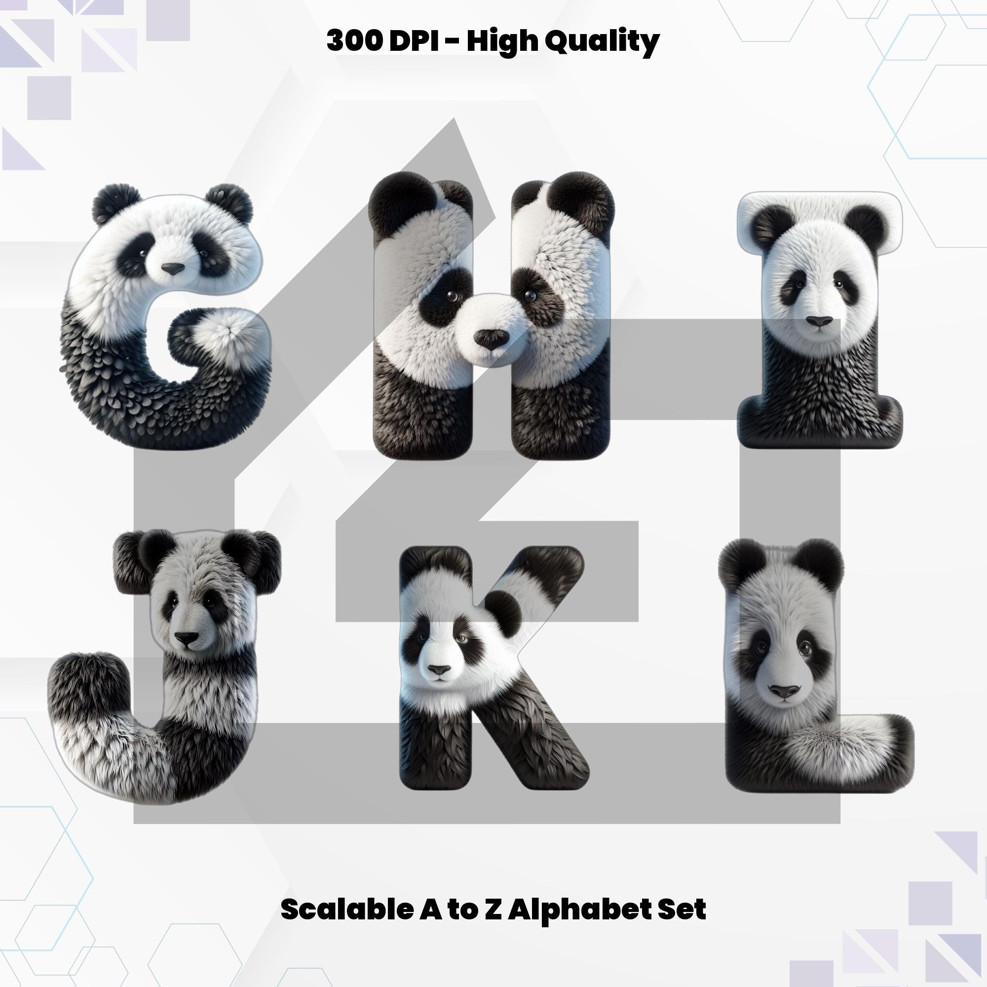 Panda Fur Alphabet PNG: Doodle Font, Animal Letters (digital Stickers ...