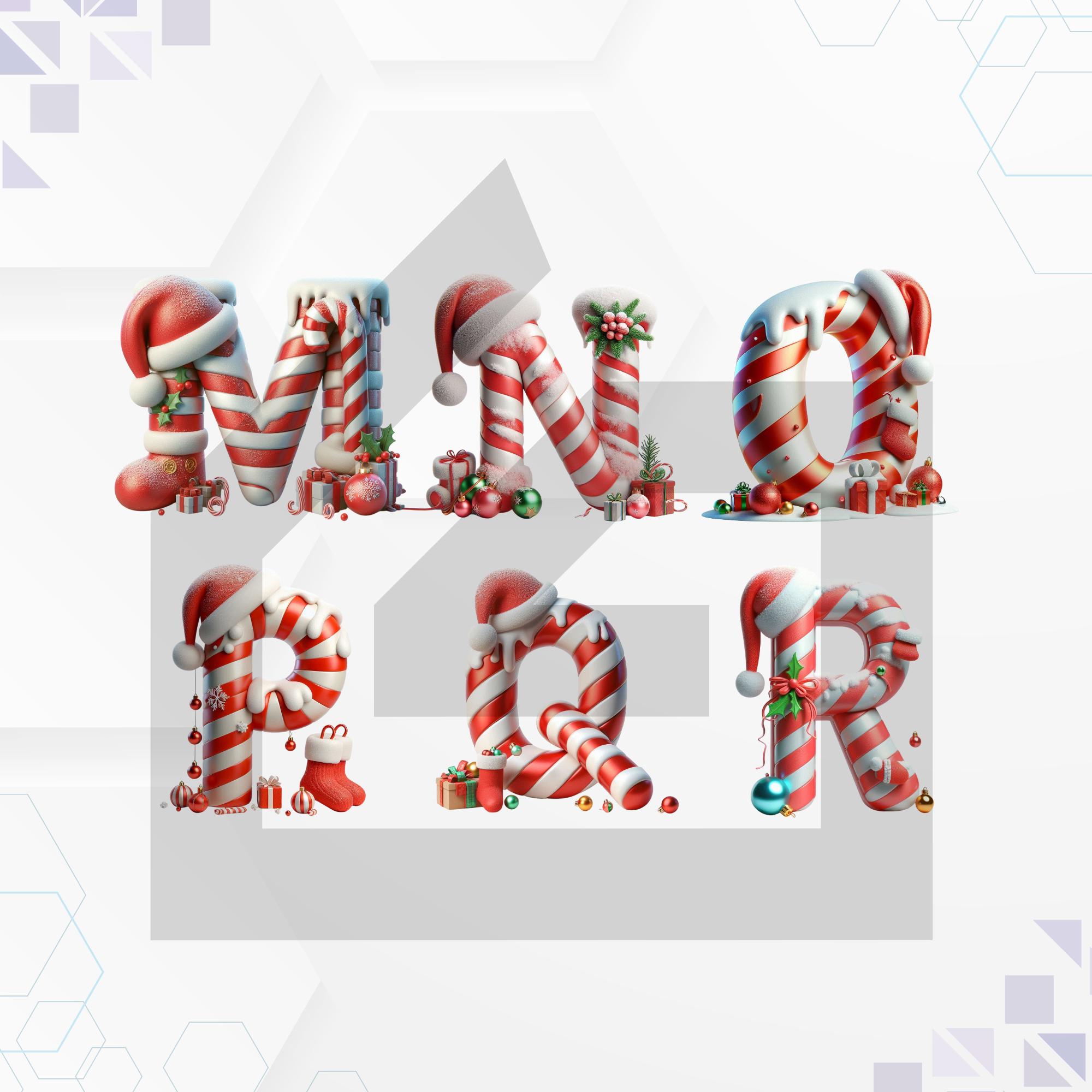 Christmas Candy Cane Alphabet: Festive PNG Clip Art (digital Download ...