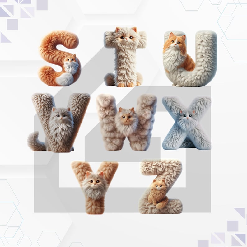 Cat Fur Alphabet PNG: Doodle Font, Animal Letters (digital Stickers) - Etsy