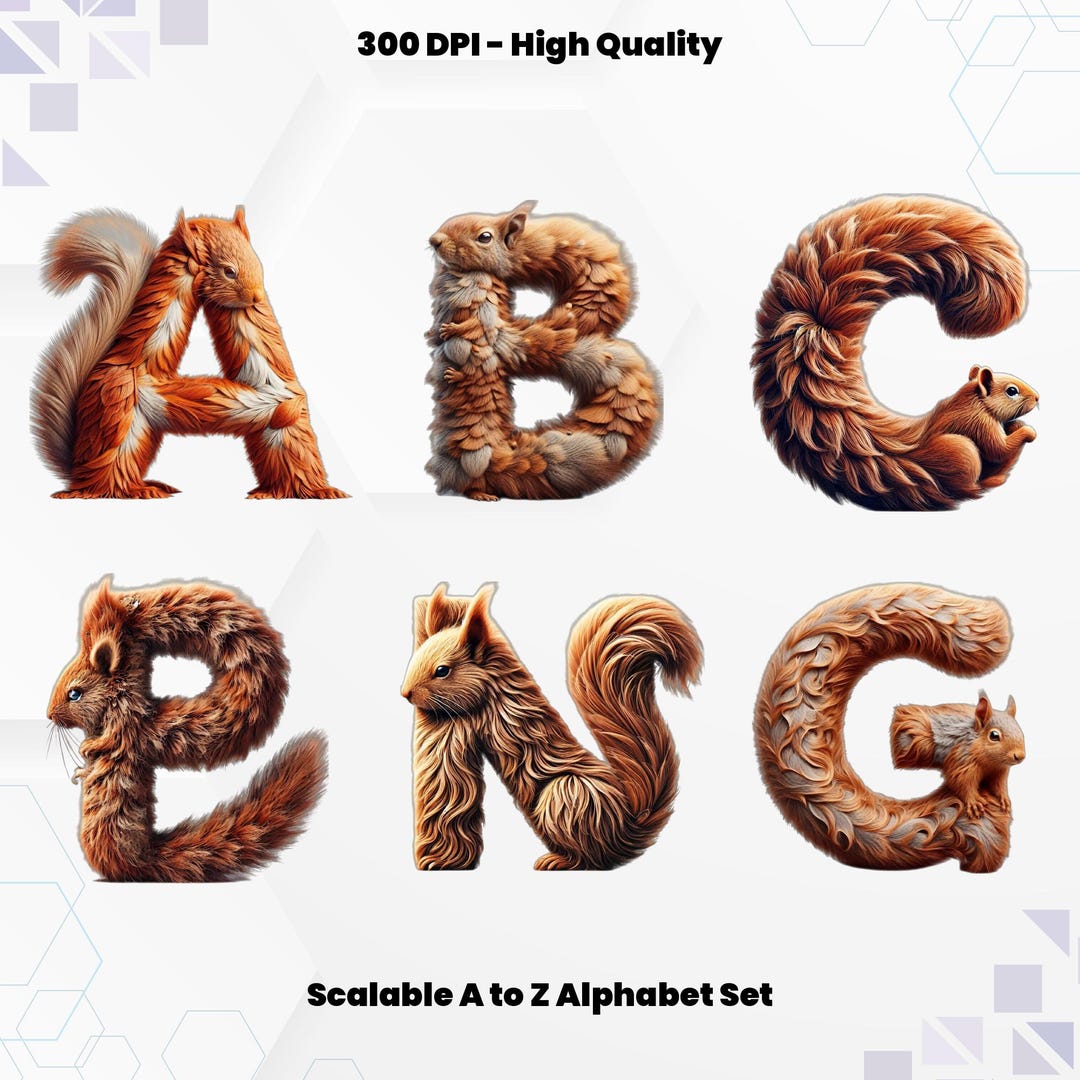 Squirrel Letters Squirrel Alphabet PNG: Doodle Font, 3D Letters (digital Download) - Etsy UK