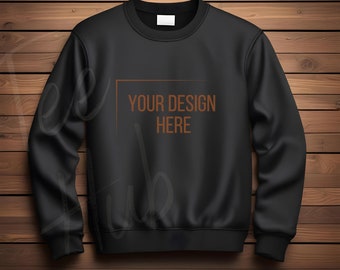 Tee Hub Designs Men Unisex Sweatshirt Mockup in Black High and Top Quality Premium Mock Up Sweatshirt