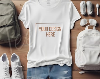 Tee Hub Designs Damen B T-Shirt Mockup in Weiß Hoch und hochwertig Premium Mock Up T-Shirt