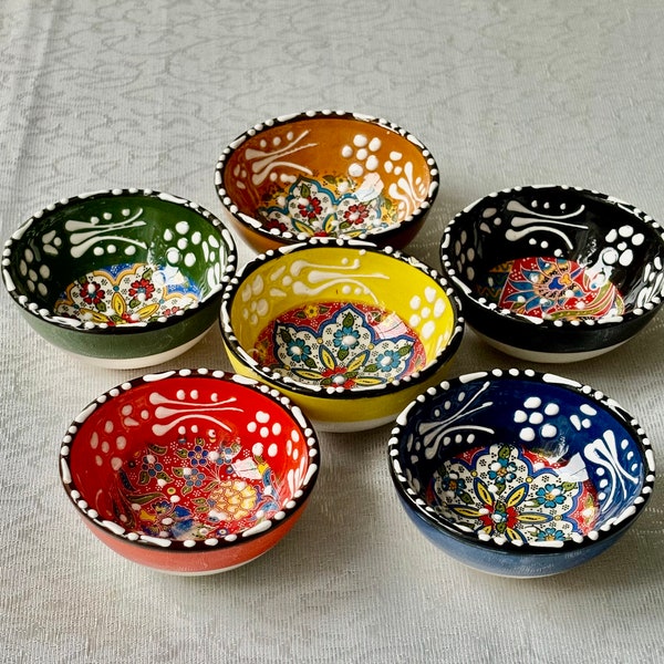6x Turkish Handmade Ceramic Bowl,Decorative Tile Bowl, Salad Serving Bowl, Snack Appetizer Bowl, Ceramic Tapas Bowl, Mother's day gift