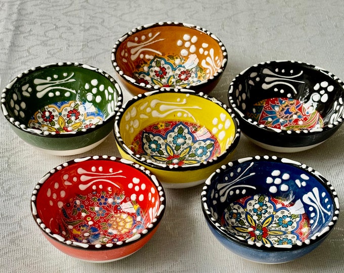6x türkische handgefertigte Keramikschale, dekorative Fliesenschale, Salat-Servierschale, Snack-Vorspeisenschale, Keramik-Tapas-Schüssel, Muttertagsgeschenk