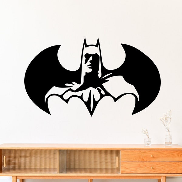 Logo mural Batman DC Dark Knight Art mural maison - fichier pour machine de découpe laser, CNC, silhouette, Cricut, bricolage - Dxf,Cdr,Svg,Ai,Pdf,Png