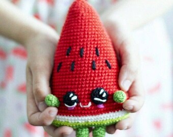 Cute Watermelon Handmade Crochet Amigurumi File Download Digital