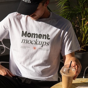 Gildan 5000 White Shirt Mockup, Male Model (PSD & JPG)