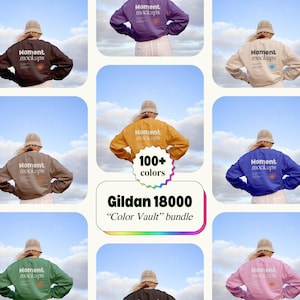 gildan 18000 crewneck bundle all colors mockup sweatshirt mockup customizable color POD mockup multi-color options mockup beach pinterest