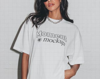 White T-Shirt Mockup, Oversized Streetwear Style (Digital Download)
