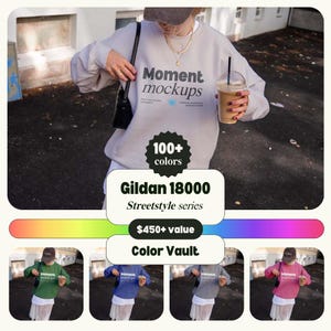 gildan 18000 crewneck bundle all colors mockup sweatshirt mockup customizable color POD mockup multi-color options mockup beach pinterest