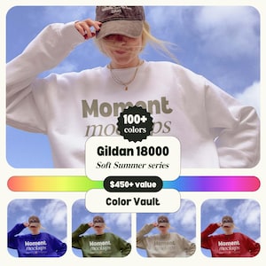 gildan 18000 crewneck bundle all colors mockup sweatshirt mockup customizable color POD mockup multi-color options mockup beach pinterest