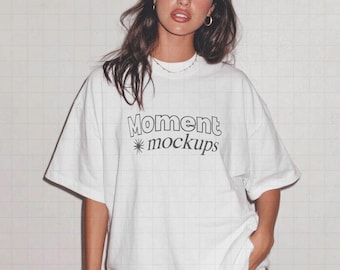 Mockup wit T-shirt: oversized, Bella Canvas, Gildan (digitale download)
