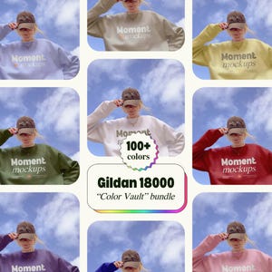 gildan 18000 crewneck bundle all colors mockup sweatshirt mockup customizable color POD mockup multi-color options mockup beach pinterest