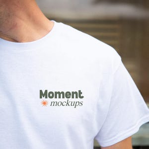 Gildan 5000 wit shirt mockup lifestyle mockup model mockup outdoor mockup trendy natuur mockup esthetische mockup oversized T-shirt POD-mockup