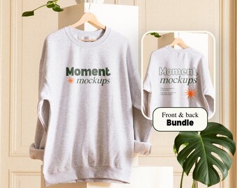 Gildan 18000 ash grey mockup sweatshirt mockup aesthetic mockup professional print on demand mockup simple natural mockup crewneck