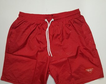 Vintage Prada Herren Rote Badeshorts Badeshorts Badehose Größe 2XL