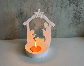 Candle Holder Silicone Mold, Nativity Day Mold insert for Tea light Holder, Christmas House