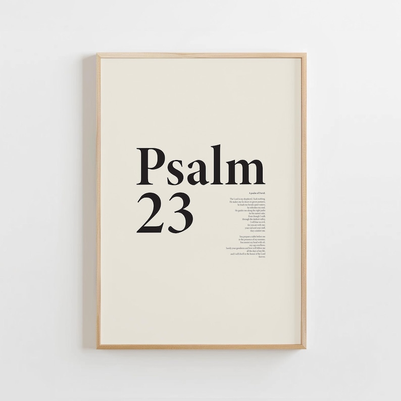 Pslam Font Psalm 23 Bible Verse Poster, Christian Poster, Religious Poster ...
