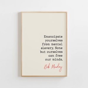 Bob Marley Cytat Wydrukuj, Wyzwólcie się od mentalnego niewolnictwa. Nikt oprócz nas samych nie może, Słynne Cytaty Plakat, Sztuka Ścienna, Wystrój Do Wydrukowania
