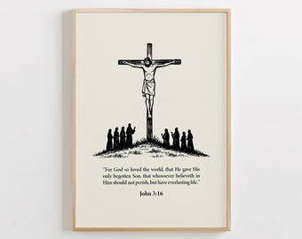 John 3:16, Jesus Poster, Christian Poster, Religious Poster, Bible Scripture, Bible Verses, Christian Gift