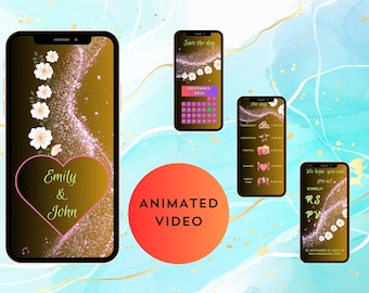 Animated Smartphone Wedding Invitation Template (Digital Download)