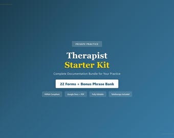 Therapist Starter Kit: 22 Forms Bundle (Google Docs, PDF), Counseling Practice, Mental Health Office, Editable Templates