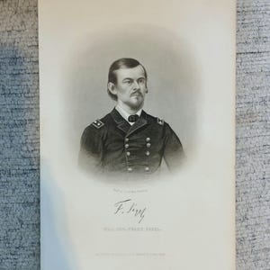 Civil War 1863 Portrait Print of Union Major General Franz Sigel engraving by J. C. McRae