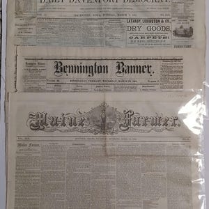 Set von 3 Verschiedenen Zeitungsausgaben aus der amerikanischen Bürgerkriegskriegszeit 1862-1865