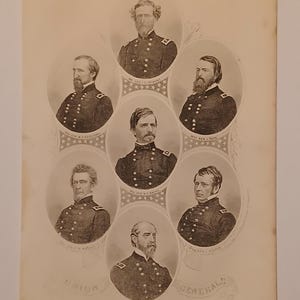 1865 Dated Civil War Group Portrait Print of Leading Union Generals incl. Major General Meade from the Battle of Gettysburg