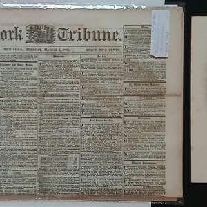 Civil War Era March 4, 1862 Edition of the New York Tribune Newspaper