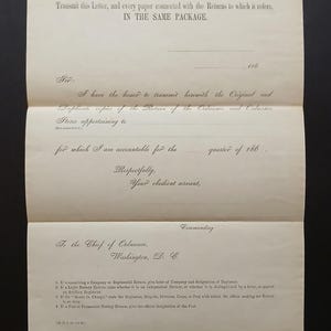 1863 Civil War Blank Union Ordnance Return Form B.27