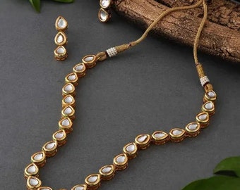 KUNDAN Crystals pearls choker necklace studs earrings,Asian Bridal Wedding Bollywood jewelry ethnic Indian Pakistani punjabi jewelry