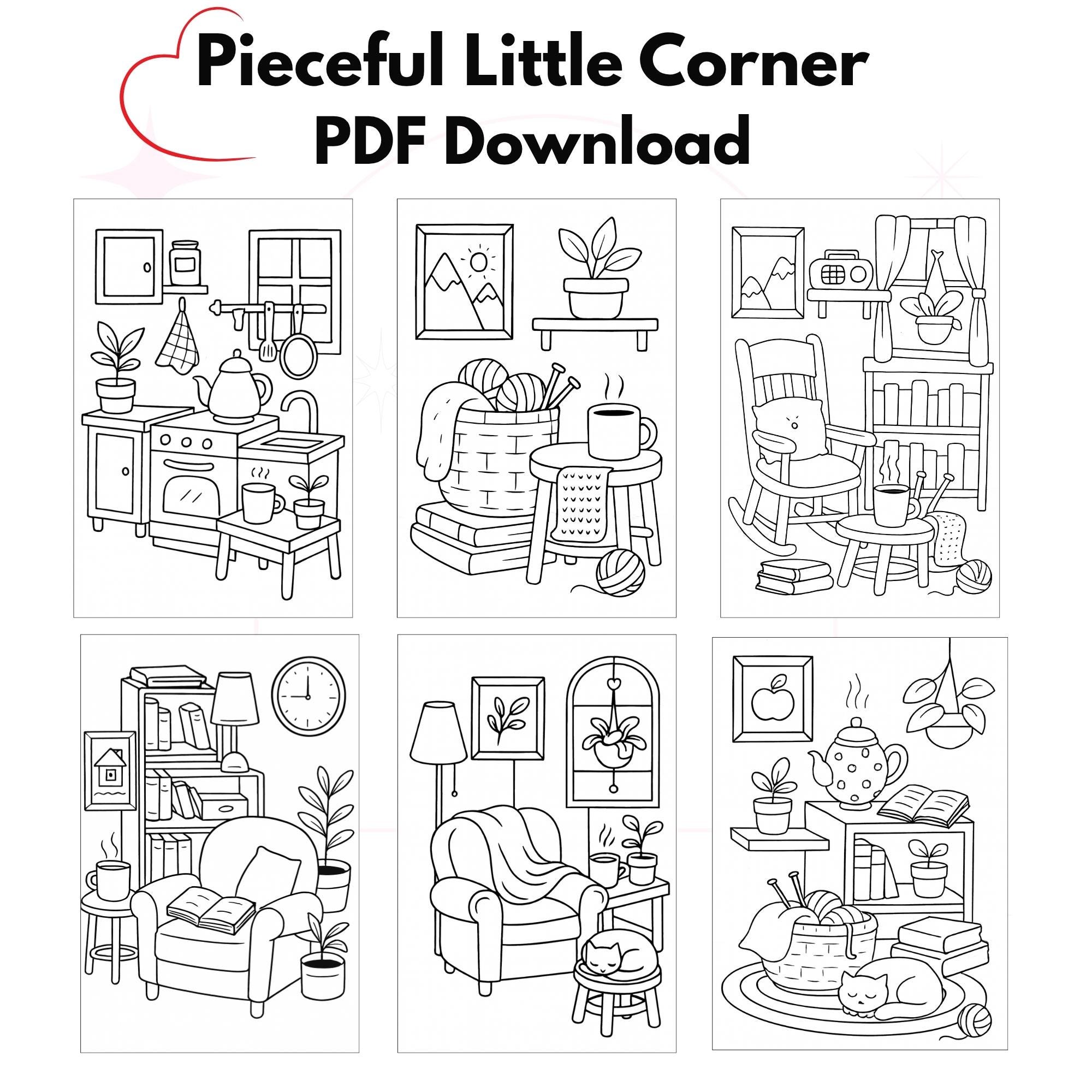Little Corner Coloring Book | Cozy Hygge Spaces | Cute Relaxing Designs ...
