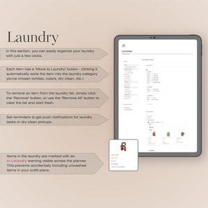 Wardrobe Manager Notion Template, Digital Wardrobe Planner, Clothing Tracker, Closet Declutter Cleanout Organizer, Travel Outfit Planner, Cost Per Wear, Outfit Tracker, Wardrobe Planner, Decluttering Planner, Notion Planner, Laundry Schedule, Fashion