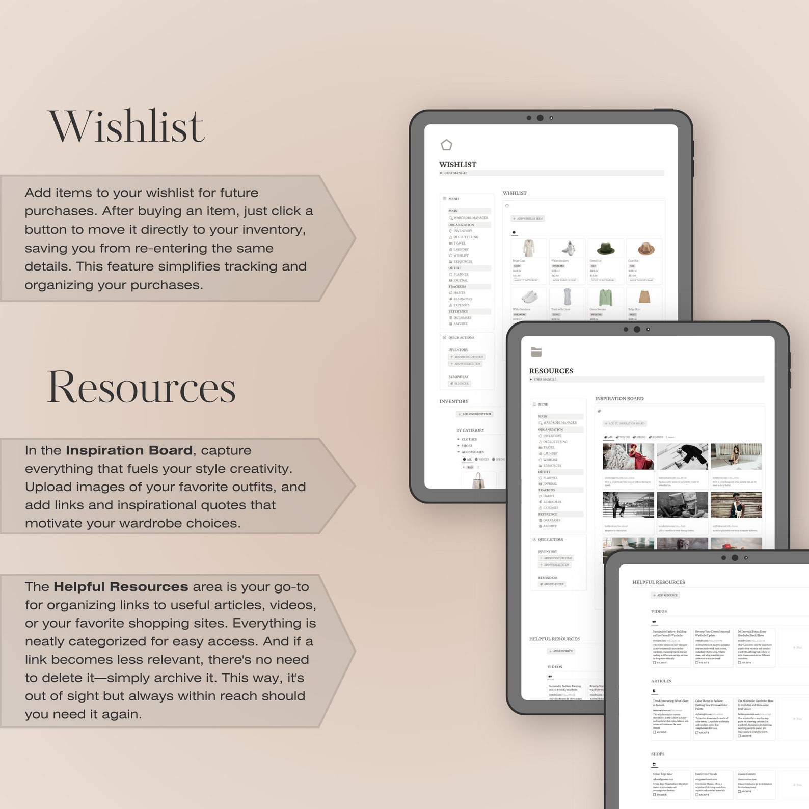 Wardrobe Manager Notion Template, Digital Wardrobe Planner, Clothing ...