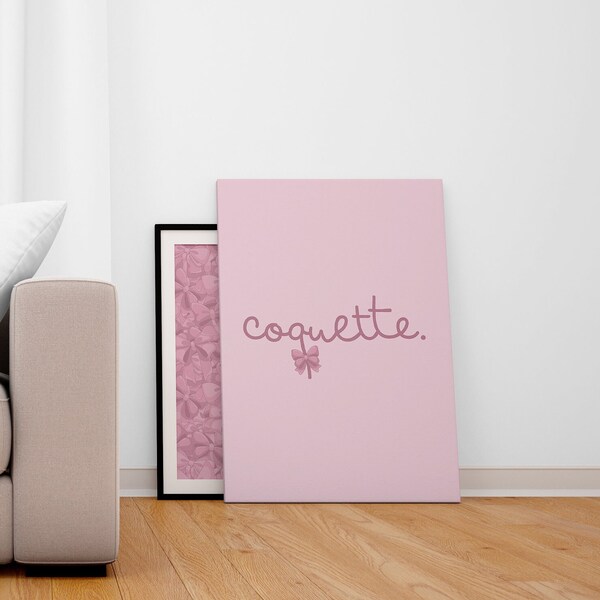 Affiche coquette / poster girly / affiche noeud rose / ruban/ décoration chambre coquette / art mural preppy / poster mignon