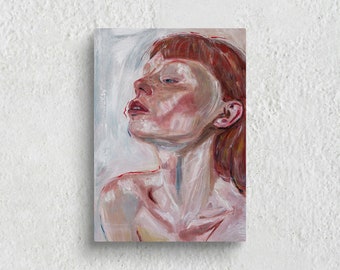 Frauenportrait „Rotschopf“, modernes Acrylgemälde, figurative Zusammenfassung, Original handgemalt, zeitgenössische Kunst, Acrylgemälde auf Leinwand