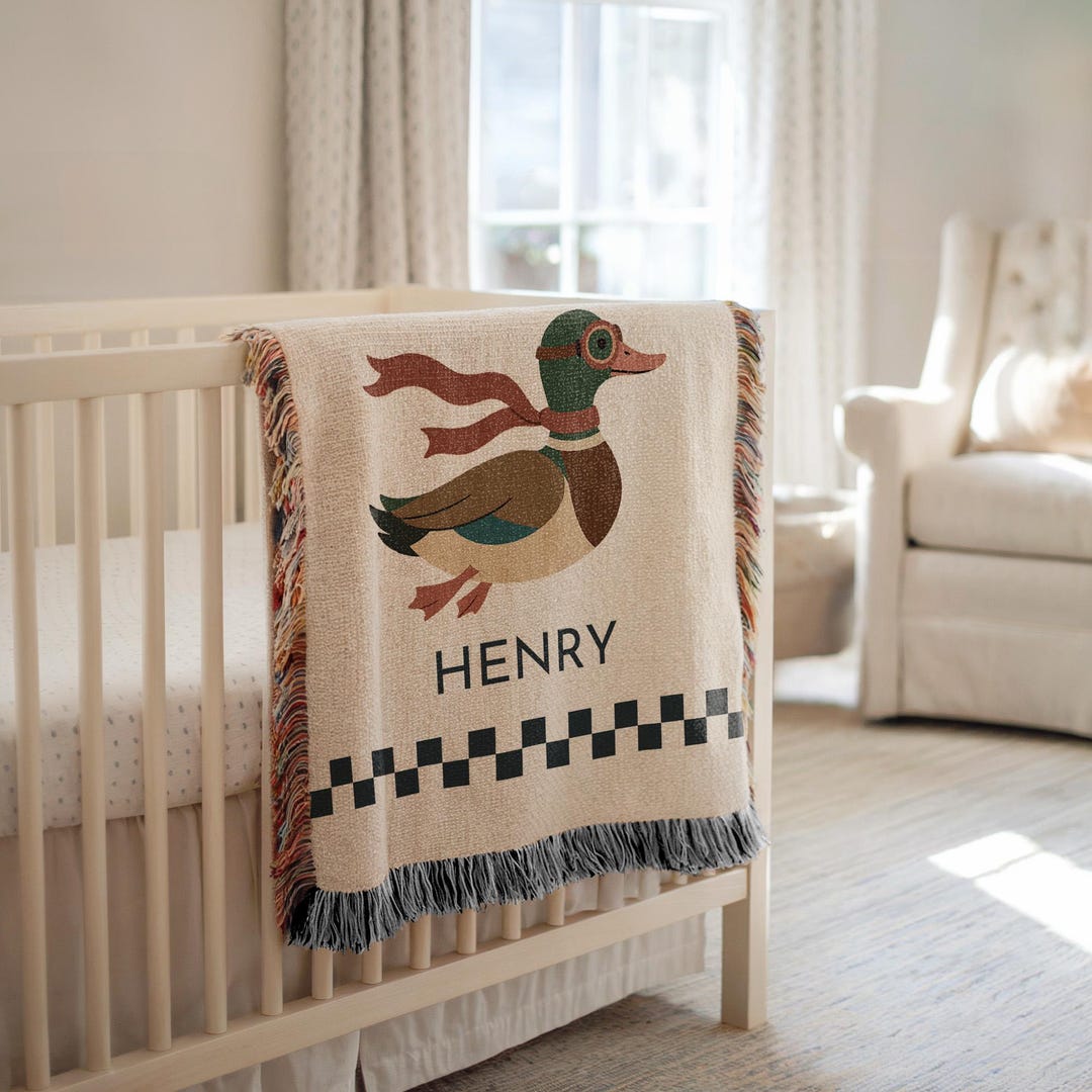 Personalized Mallard Duck Baby Blanket Woodland Nursery Decor Baby ...