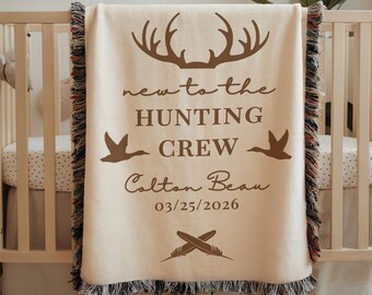 Personalized Hunting Baby Blanket, Mallard Duck Baby Name Blanket, Woodland Baby Blanket, Baby Shower Gift For Boy, Rustic Nursery Decor