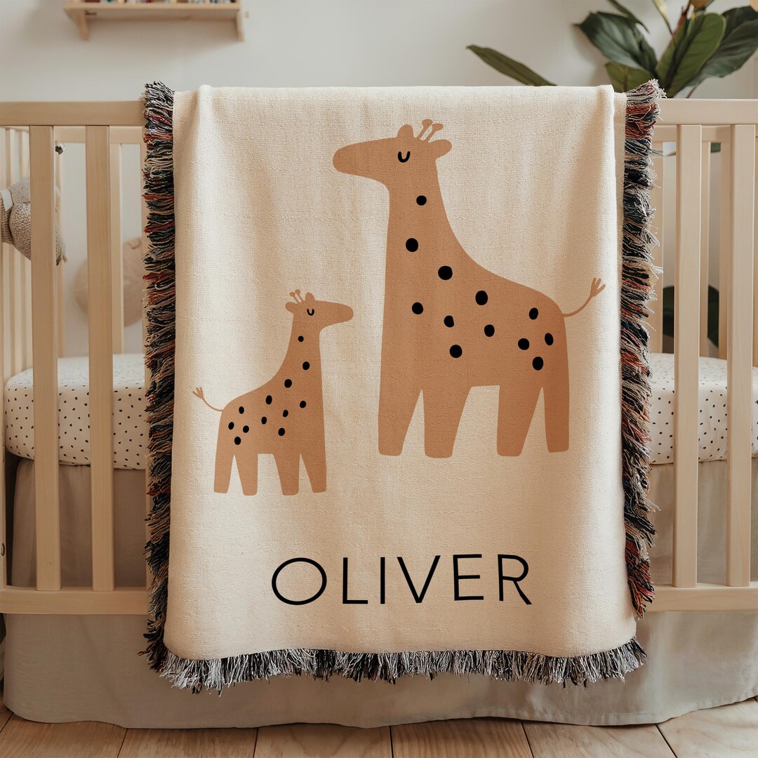 Personalized Giraffe Baby Blanket Custom Baby Shower Gift Jungle Name ...