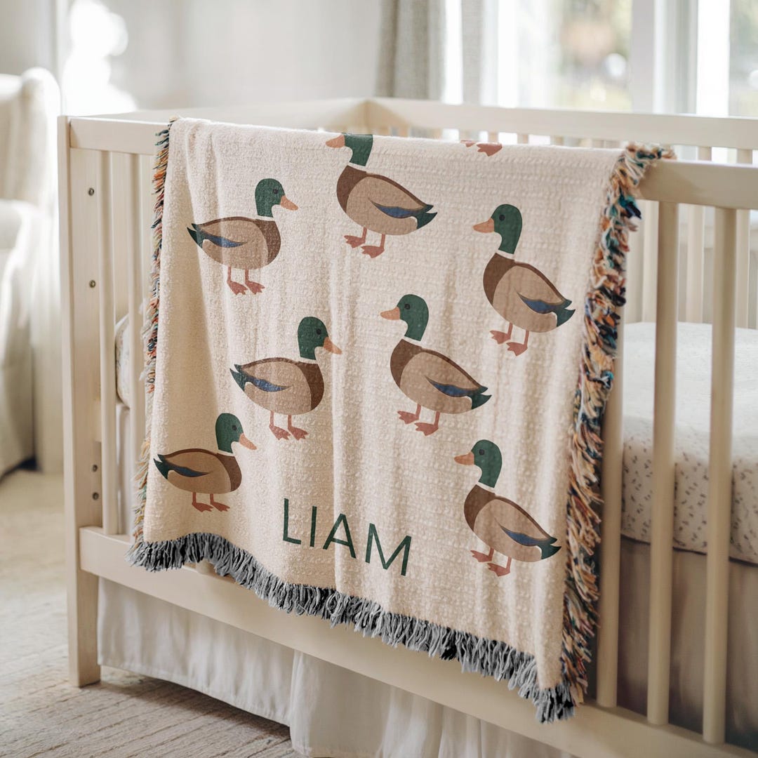 Personalized Mallard Duck Baby Blanket Woodland Nursery Decor Baby ...