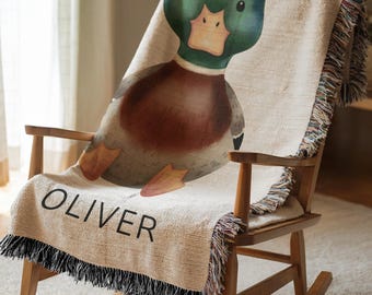 Personalized Mallard Duck Baby Blanket, Mallard Duck Nursery Gift, Baby Shower Gift, Custom Baby Name Blanket, Mallard Hunting Name Blanket
