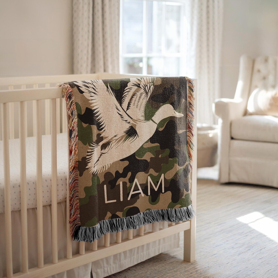 Personalized Camo Mallard Duck Baby Blanket, Mallard Duck Nursery Decor ...