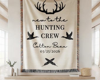 Personalized Hunting Baby Blanket, Hunter Baby Blanket, Custom Name Blanket, Duck Hunting Baby, Baby Shower Gift, Rustic Nursery Decor