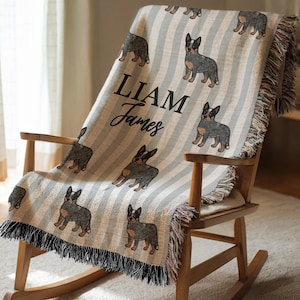 Manta personalizada para bebé de pastor australiano, manta con nombre para recién nacido, regalos para pastor australiano, manta para bebé, recuerdo de guardería ACD