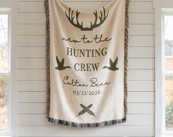 Personalized Hunting Baby Blanket, Mallard Duck Baby Name Blanket, Woodland Baby Blanket, Baby Shower Gift For Boy, Rustic Nursery Decor